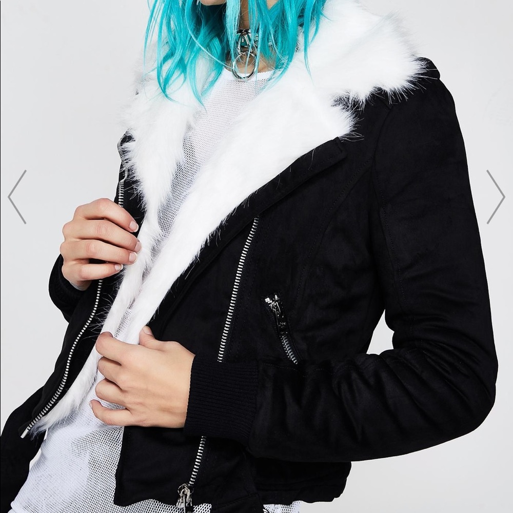 Dolls kill current mood Moto Jacket with faux fur